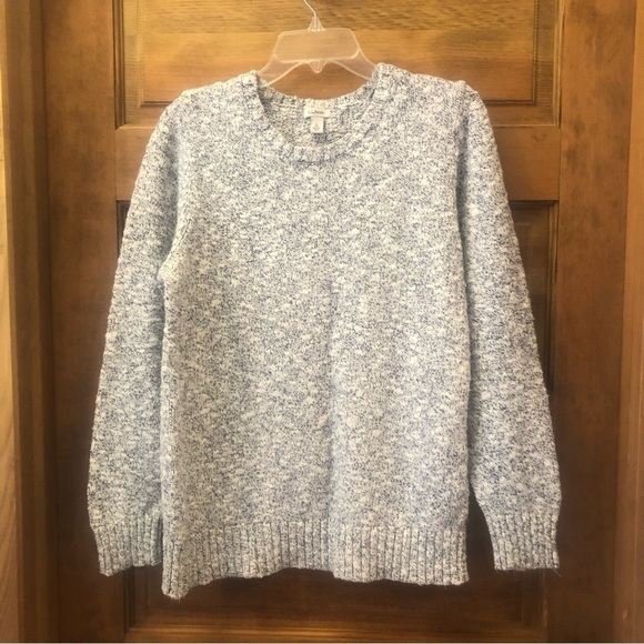 L.L. Bean /Women's / Ragg Marled Pullover Black White Sweater/ Crew Neck / L - Picture 2 of 9